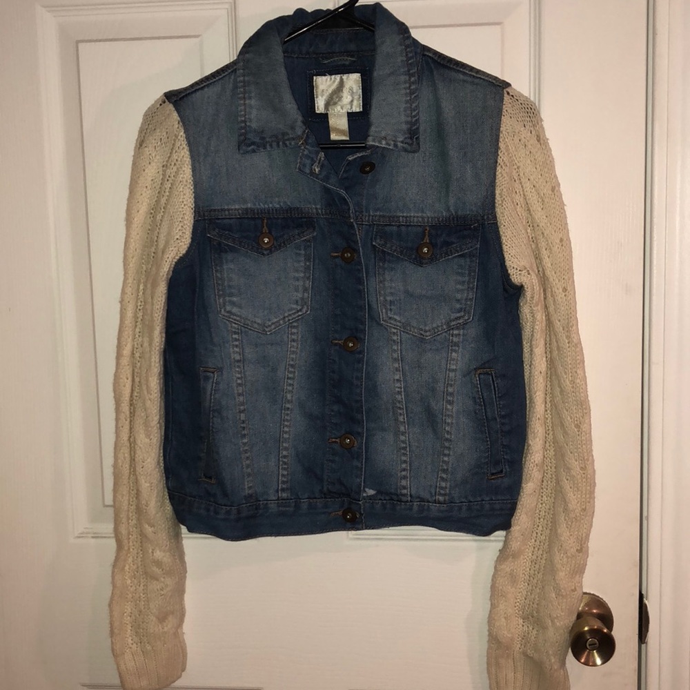 Sweater sleeved jean jacket size S